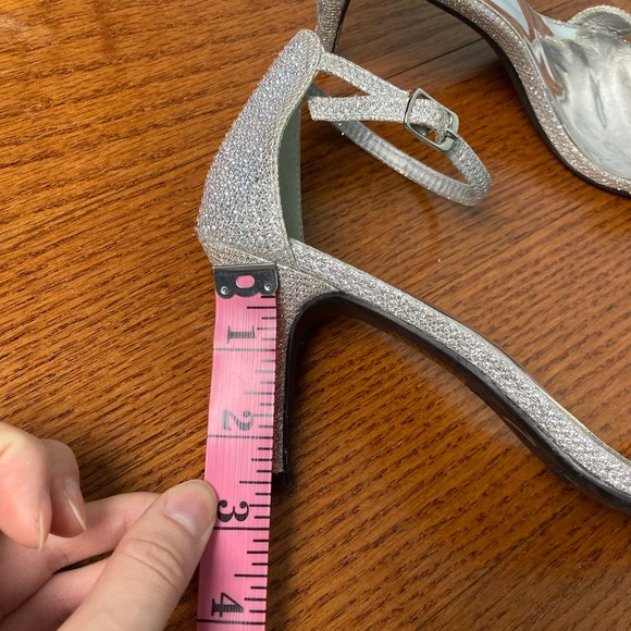 7.5 M Pierre Dumas Silver gem crystal sparkly formal Heel Stiletto ankle strap - Picture 16 of 16